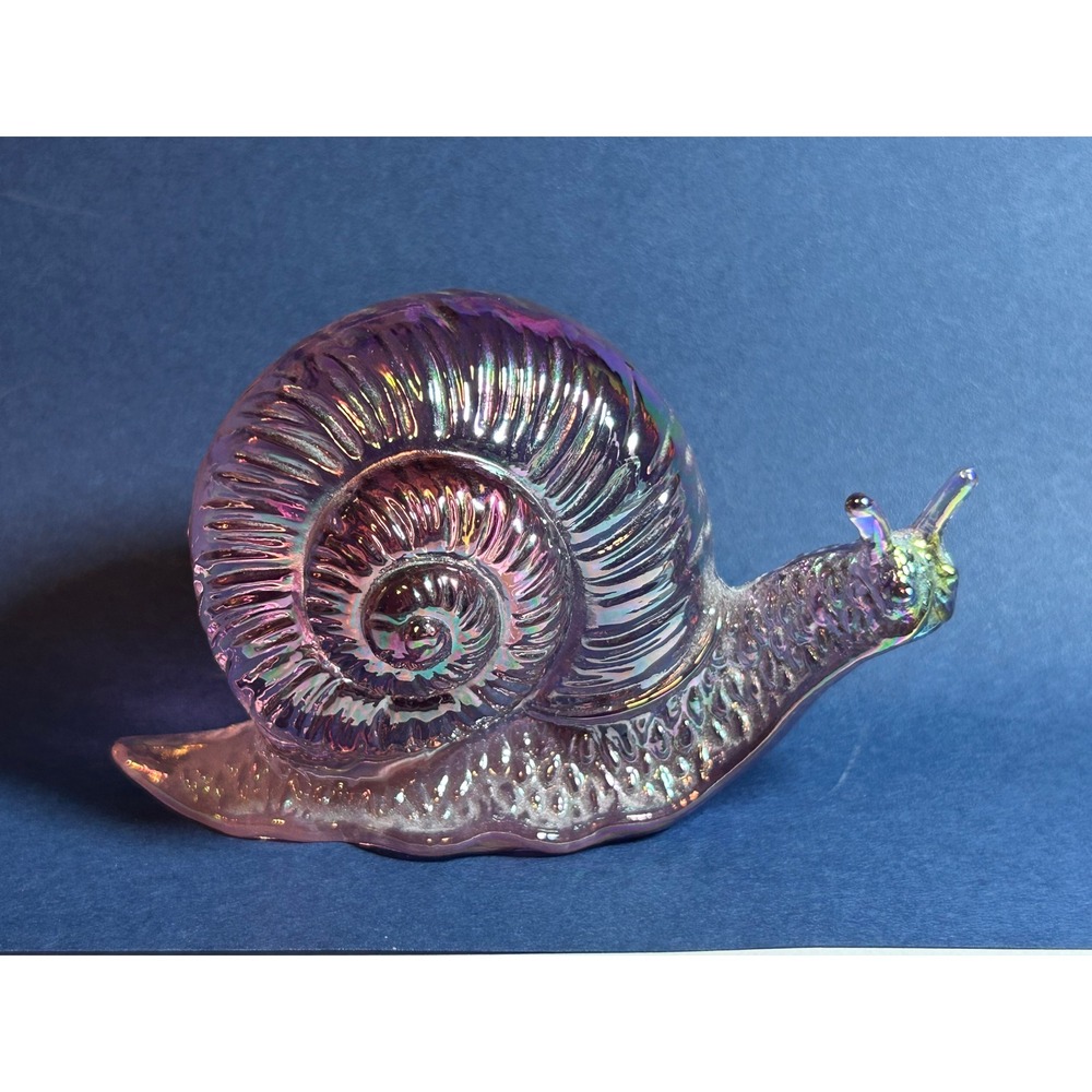 Fenton Art Glass Company Vintage Iridescent Snail Madras Pink Handmade Textured